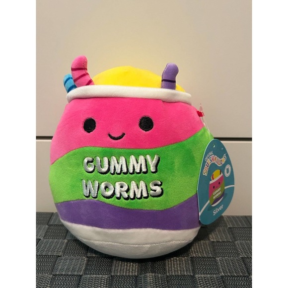 Squishmellow Other - Squishmallow 7 - 8" Silver GUMMY WORMS KellyToy Neon Junk Food Squad 2023 NEW